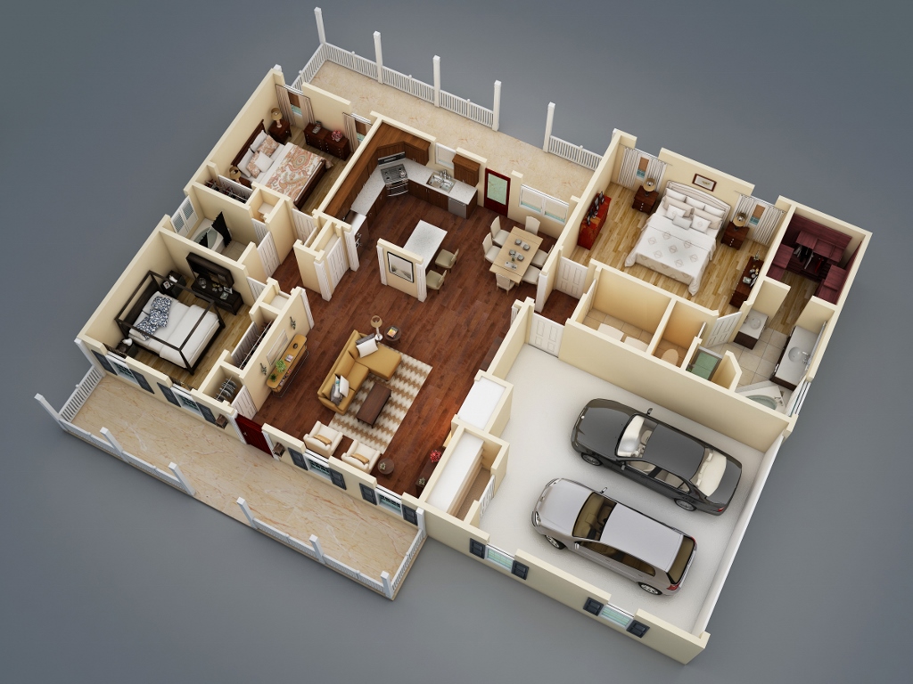 3D Floor Plan image of SUTHERLIN House Plan